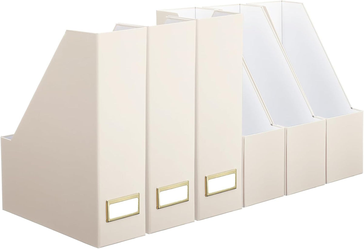 Magazine Holder Set of 6 Cardboard File Holder Desk, Sage Green