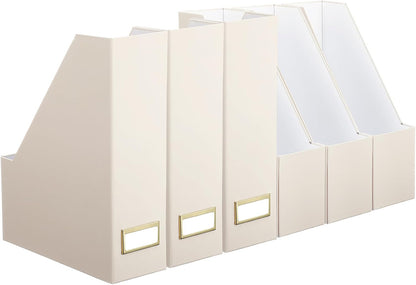 Magazine Holder Set of 6 Cardboard File Holder Desk, Sage Green