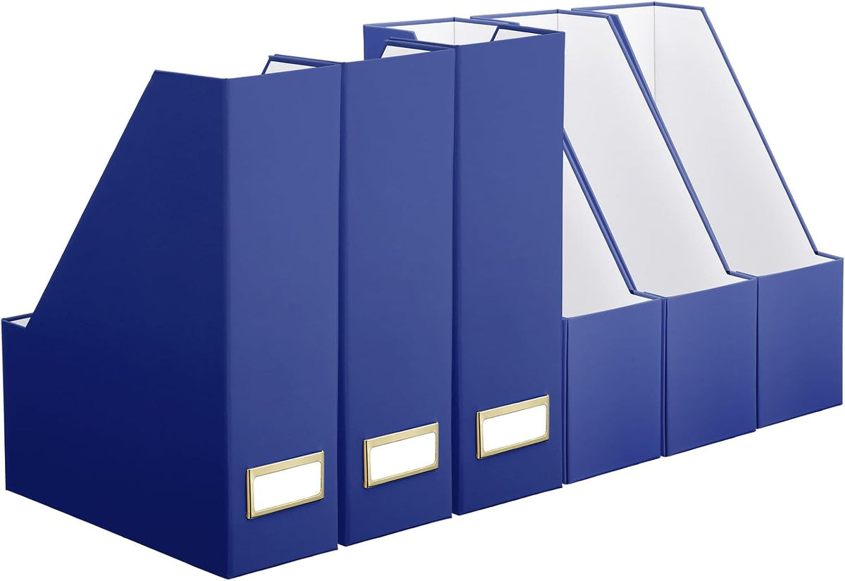 Magazine Holder Set of 6 Cardboard File Holder Desk, Sage Green