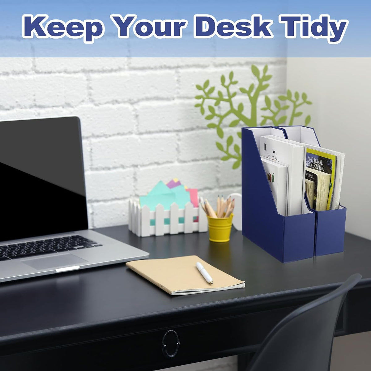 Magazine Holder Set of 6 Cardboard File Holder Desk, Sage Green