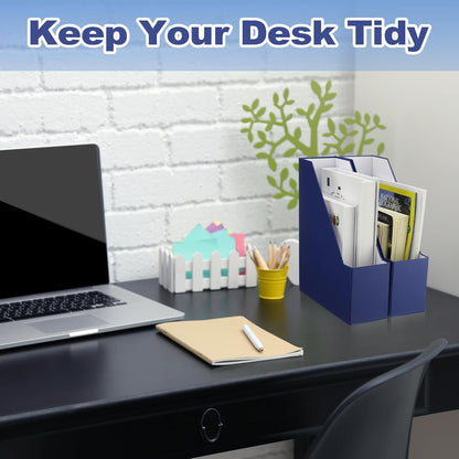 Magazine Holder Set of 6 Cardboard File Holder Desk, Sage Green