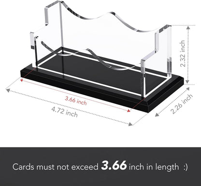 PARTSPOWER Acrylic Business Card Holder for Desk, Horizontal Clear Business Name Card Display, Black Acrylic Base, Desktop Accessory Business Name Card Organizers (1-Slot)