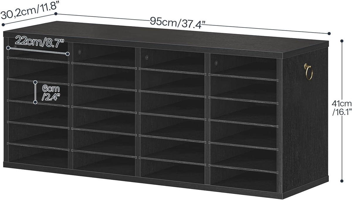 Literature Organizers, 12 Compartments Office Mailbox with Adjustable Shelves, Wood Countertop Literature Sorter for Office, Home, Classroom, Mailrooms Organization Greige BG12WF01