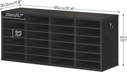 Literature Organizers, 12 Compartments Office Mailbox with Adjustable Shelves, Wood Countertop Literature Sorter for Office, Home, Classroom, Mailrooms Organization Greige BG12WF01