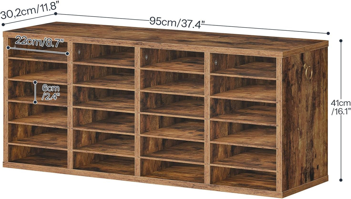 Literature Organizers, 12 Compartments Office Mailbox with Adjustable Shelves, Wood Countertop Literature Sorter for Office, Home, Classroom, Mailrooms Organization Greige BG12WF01