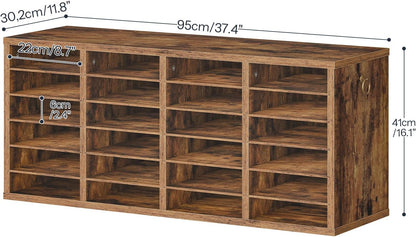 Literature Organizers, 12 Compartments Office Mailbox with Adjustable Shelves, Wood Countertop Literature Sorter for Office, Home, Classroom, Mailrooms Organization Greige BG12WF01
