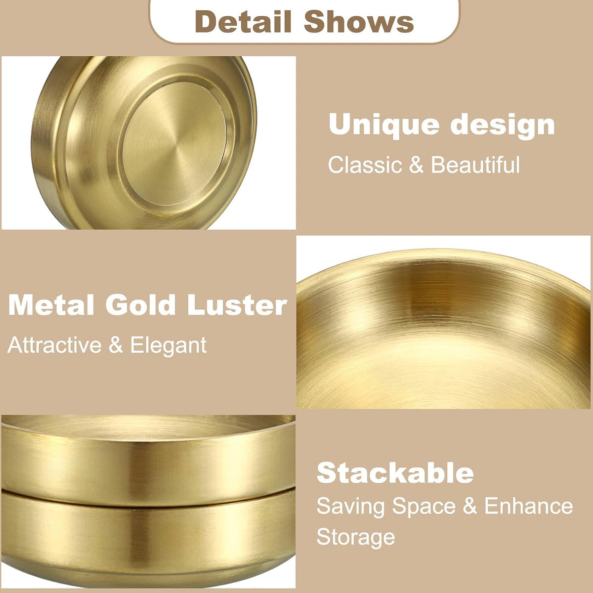 Flat Golden Paper Clip Holder, Stackable Desk Organizer Metal Storage Bowl for Small Office Supplies Paper Clips & Tiny Parts, Cute Round Jewelry Storage for Office Bathroom Vanity