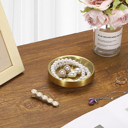 Flat Golden Paper Clip Holder, Stackable Desk Organizer Metal Storage Bowl for Small Office Supplies Paper Clips & Tiny Parts, Cute Round Jewelry Storage for Office Bathroom Vanity