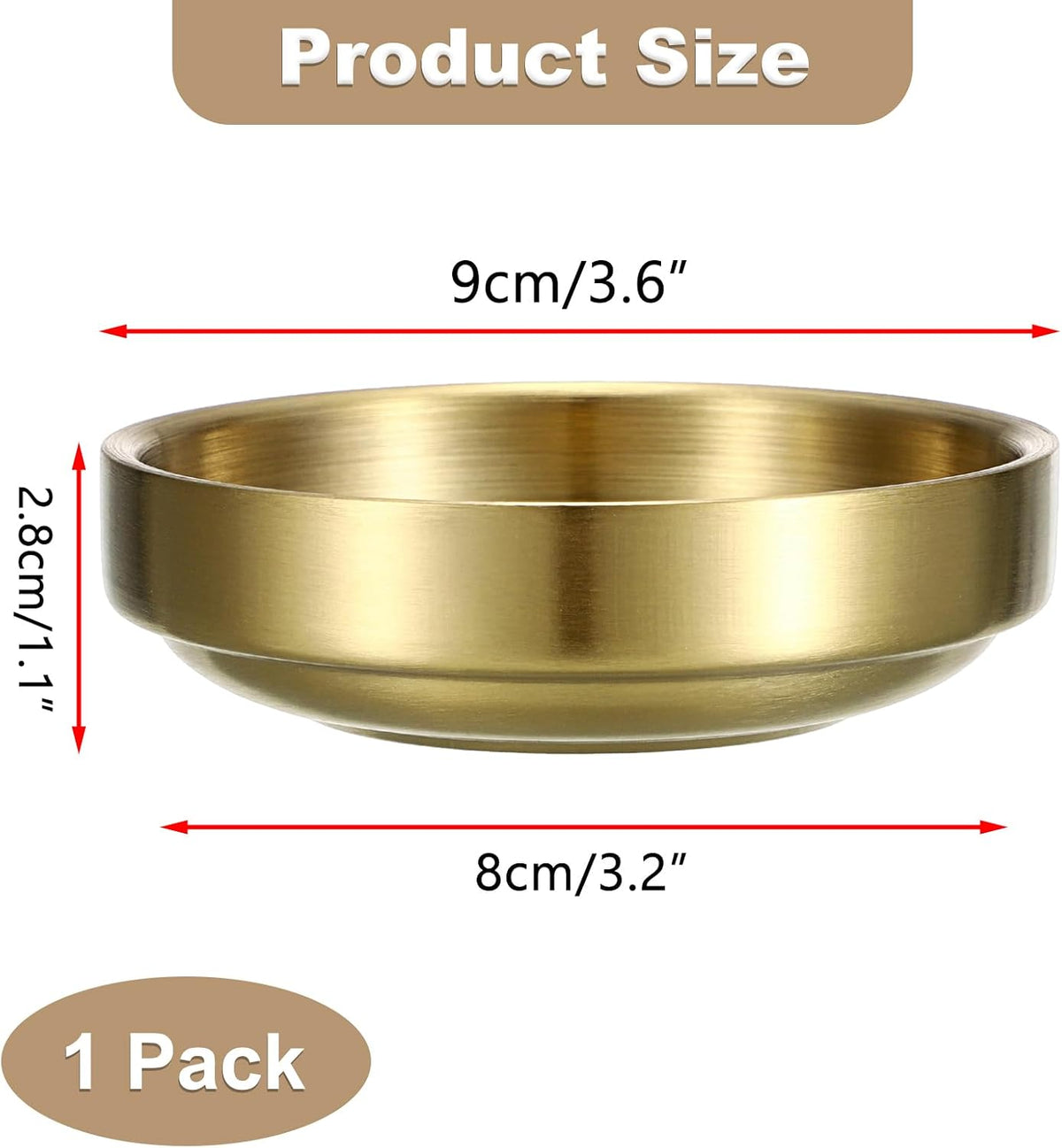Flat Golden Paper Clip Holder, Stackable Desk Organizer Metal Storage Bowl for Small Office Supplies Paper Clips & Tiny Parts, Cute Round Jewelry Storage for Office Bathroom Vanity
