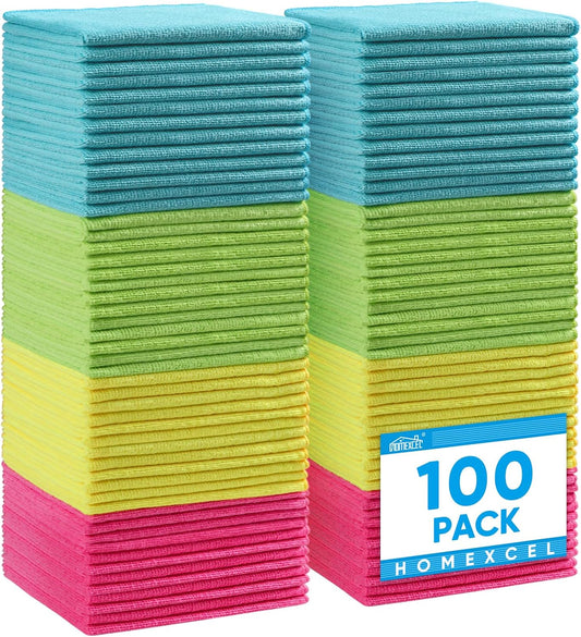 100PK Microfiber Cleaning Cloth, Cleaning Rag for Home, 11.5x11.5