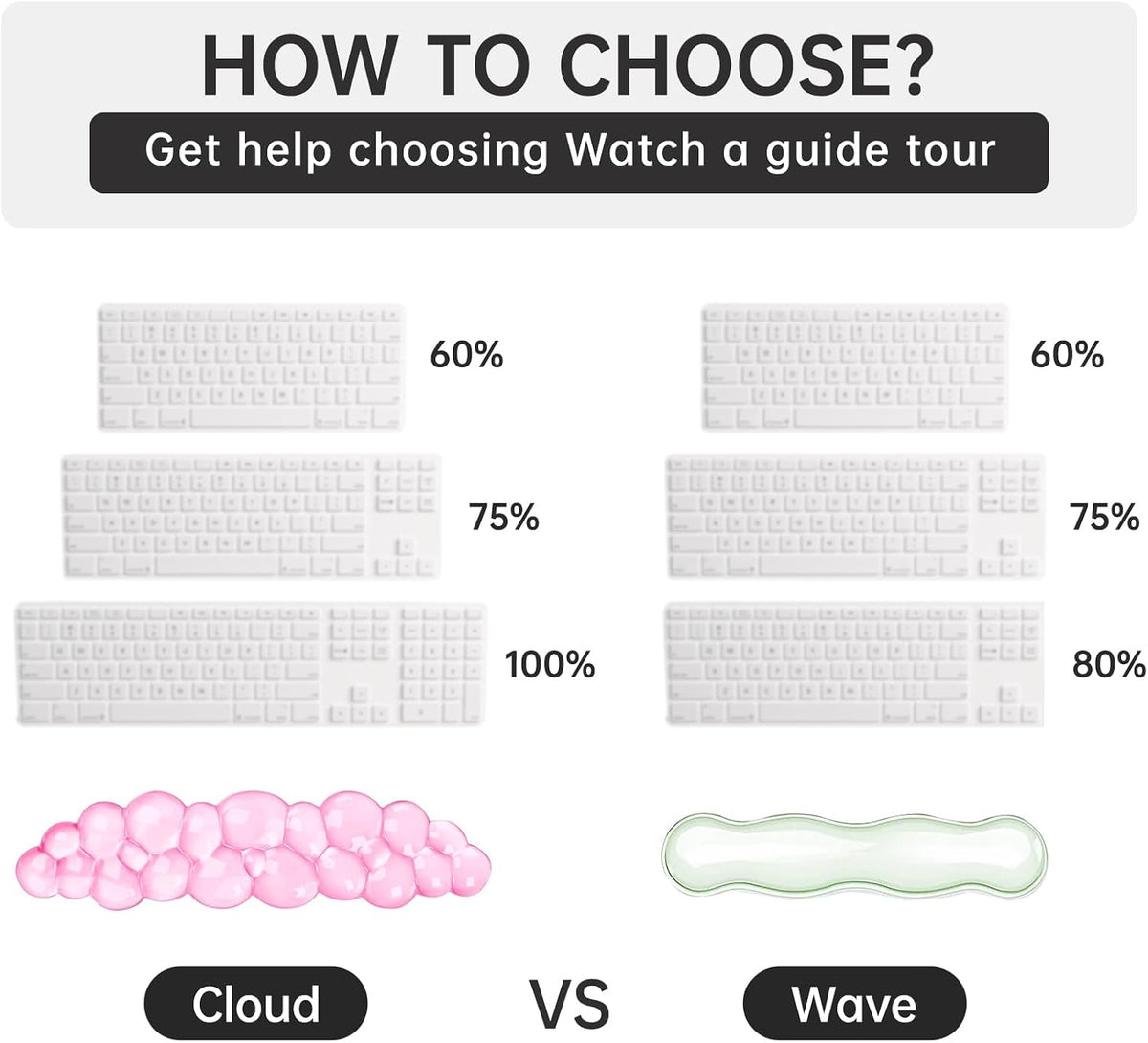 Mouse Pad with Wrist Rest, Soft Cloud Gel Keyboard Mouse Pad Set with Hand Wrist Support, Cute Non Slip Office Desk Accessories for Comfort/Pain Relief/Computer/Laptop (Pink Cloud)
