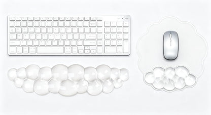 Mouse Pad with Wrist Rest, Soft Cloud Gel Keyboard Mouse Pad Set with Hand Wrist Support, Cute Non Slip Office Desk Accessories for Comfort/Pain Relief/Computer/Laptop (Pink Cloud)