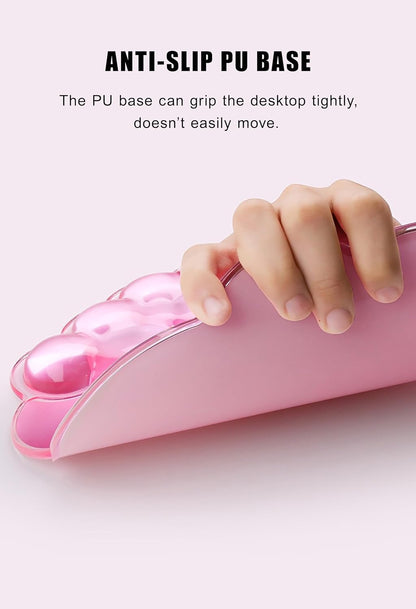 Mouse Pad with Wrist Rest, Soft Cloud Gel Keyboard Mouse Pad Set with Hand Wrist Support, Cute Non Slip Office Desk Accessories for Comfort/Pain Relief/Computer/Laptop (Pink Cloud)