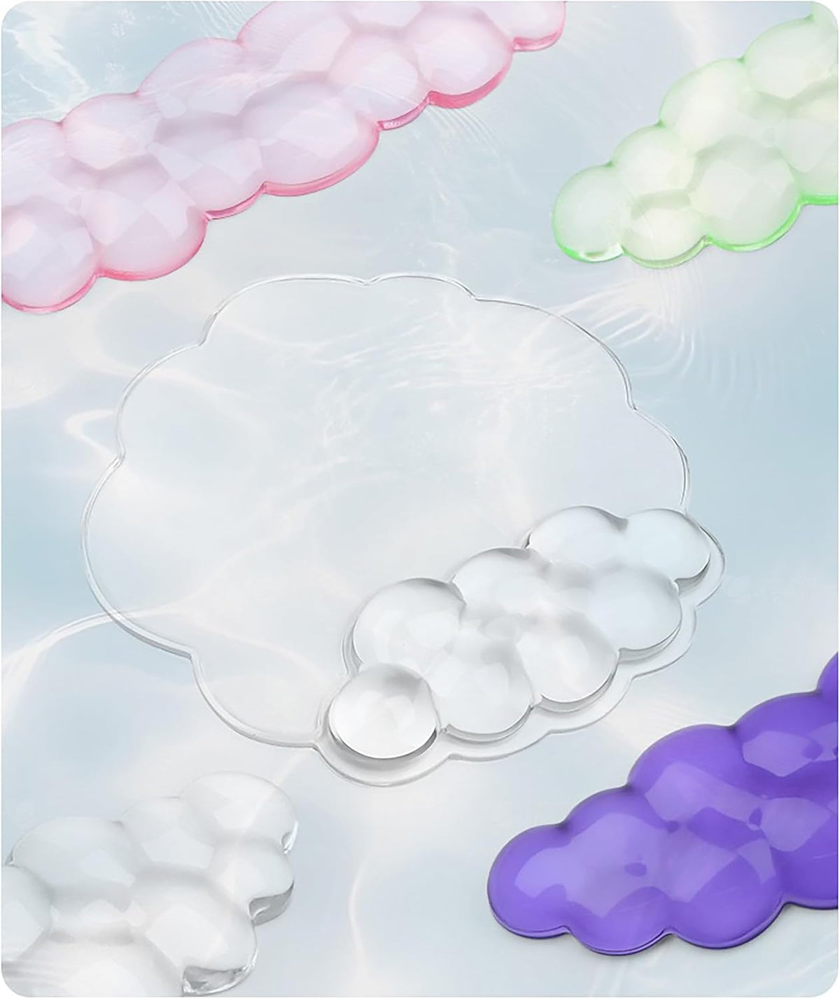 Mouse Pad with Wrist Rest, Soft Cloud Gel Keyboard Mouse Pad Set with Hand Wrist Support, Cute Non Slip Office Desk Accessories for Comfort/Pain Relief/Computer/Laptop (Pink Cloud)