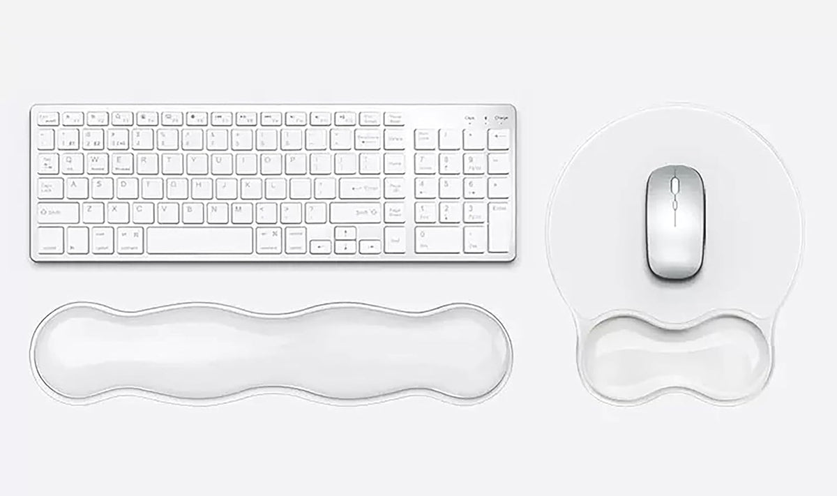 Mouse Pad with Wrist Rest, Soft Cloud Gel Keyboard Mouse Pad Set with Hand Wrist Support, Cute Non Slip Office Desk Accessories for Comfort/Pain Relief/Computer/Laptop (Pink Cloud)