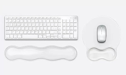 Mouse Pad with Wrist Rest, Soft Cloud Gel Keyboard Mouse Pad Set with Hand Wrist Support, Cute Non Slip Office Desk Accessories for Comfort/Pain Relief/Computer/Laptop (Pink Cloud)