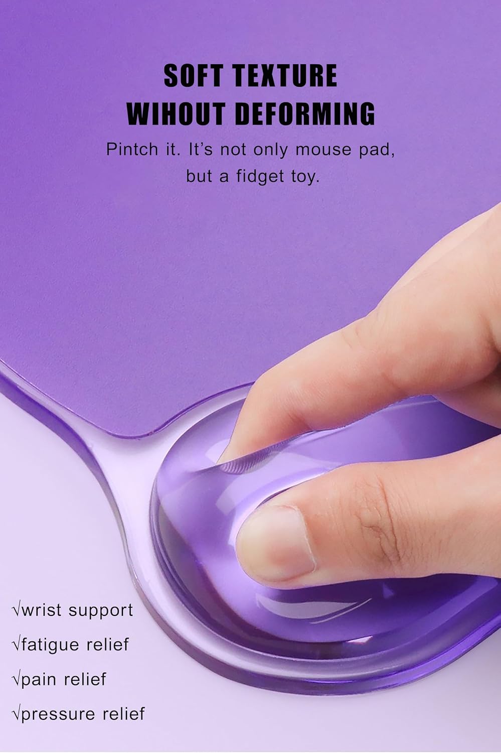 Mouse Pad with Wrist Rest, Soft Cloud Gel Keyboard Mouse Pad Set with Hand Wrist Support, Cute Non Slip Office Desk Accessories for Comfort/Pain Relief/Computer/Laptop (Pink Cloud)