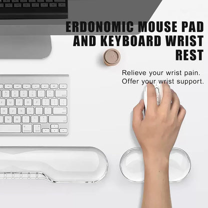 Mouse Pad with Wrist Rest, Soft Cloud Gel Keyboard Mouse Pad Set with Hand Wrist Support, Cute Non Slip Office Desk Accessories for Comfort/Pain Relief/Computer/Laptop (Pink Cloud)