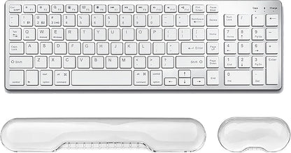 Mouse Pad with Wrist Rest, Soft Cloud Gel Keyboard Mouse Pad Set with Hand Wrist Support, Cute Non Slip Office Desk Accessories for Comfort/Pain Relief/Computer/Laptop (Pink Cloud)