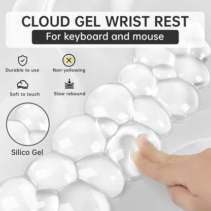 Mouse Pad with Wrist Rest, Soft Cloud Gel Keyboard Mouse Pad Set with Hand Wrist Support, Cute Non Slip Office Desk Accessories for Comfort/Pain Relief/Computer/Laptop (Pink Cloud)