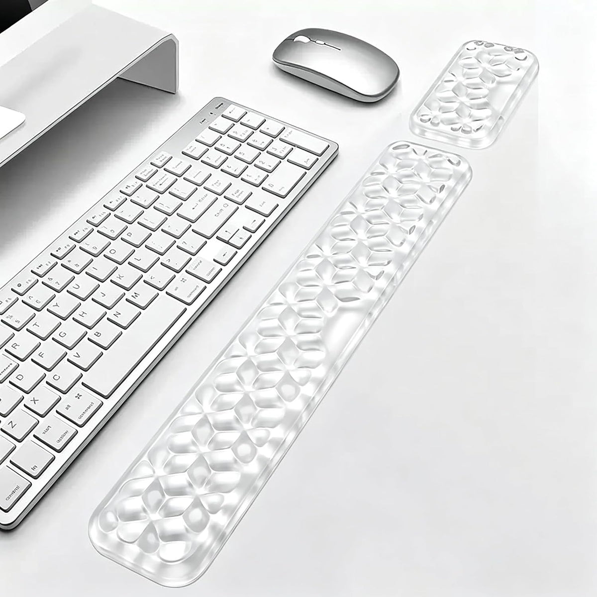 Mouse Pad with Wrist Rest, Soft Cloud Gel Keyboard Mouse Pad Set with Hand Wrist Support, Cute Non Slip Office Desk Accessories for Comfort/Pain Relief/Computer/Laptop (Pink Cloud)