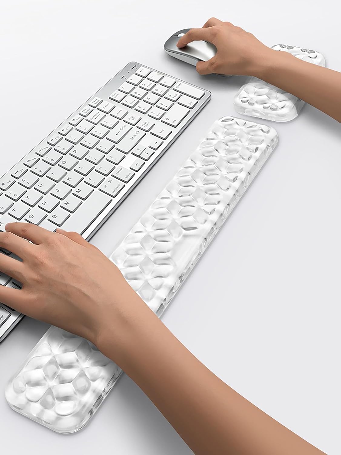 Mouse Pad with Wrist Rest, Soft Cloud Gel Keyboard Mouse Pad Set with Hand Wrist Support, Cute Non Slip Office Desk Accessories for Comfort/Pain Relief/Computer/Laptop (Pink Cloud)