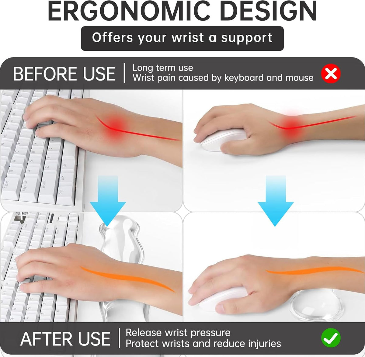 Mouse Pad with Wrist Rest, Soft Cloud Gel Keyboard Mouse Pad Set with Hand Wrist Support, Cute Non Slip Office Desk Accessories for Comfort/Pain Relief/Computer/Laptop (Pink Cloud)