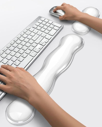 Mouse Pad with Wrist Rest, Soft Cloud Gel Keyboard Mouse Pad Set with Hand Wrist Support, Cute Non Slip Office Desk Accessories for Comfort/Pain Relief/Computer/Laptop (Pink Cloud)