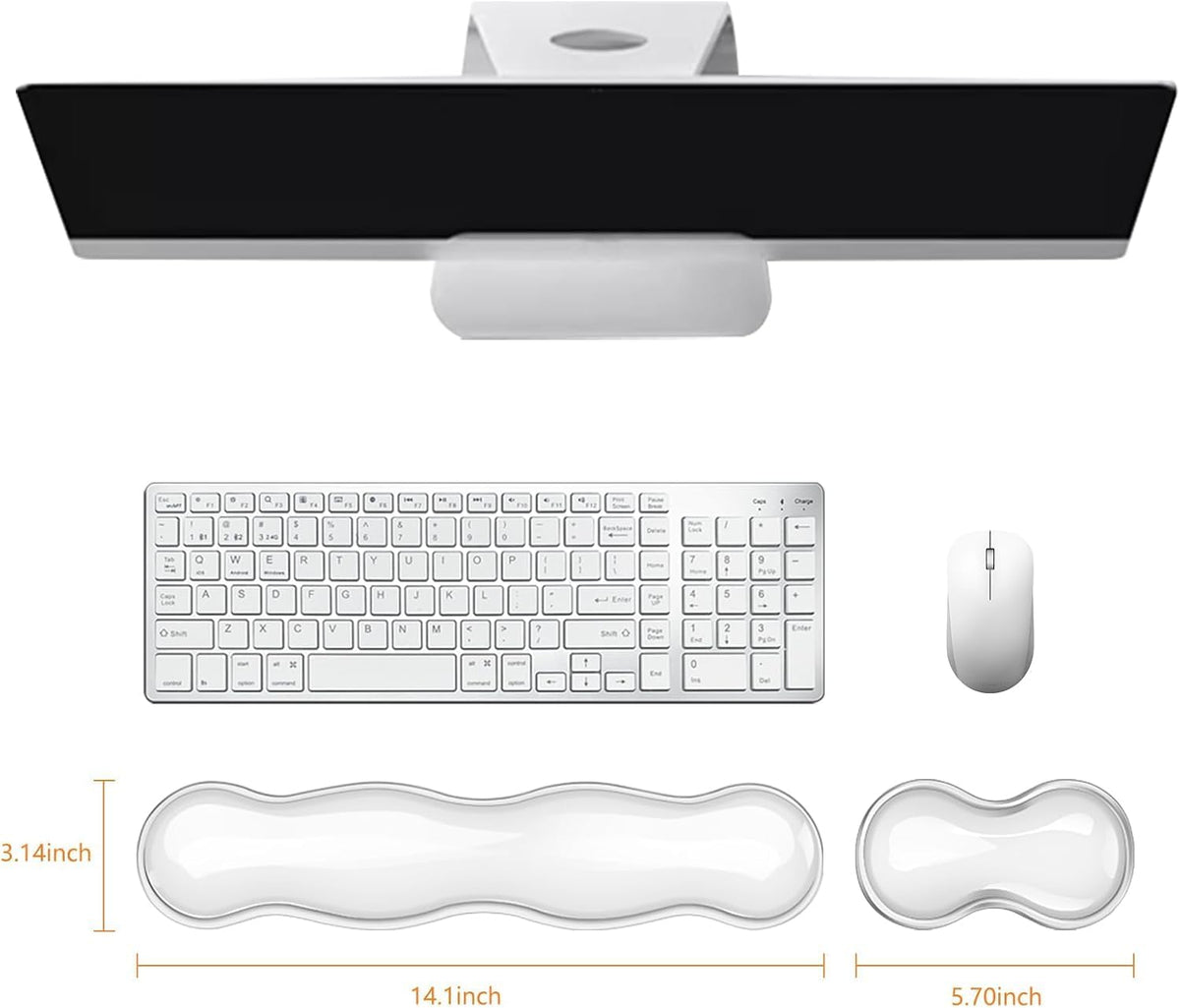 Mouse Pad with Wrist Rest, Soft Cloud Gel Keyboard Mouse Pad Set with Hand Wrist Support, Cute Non Slip Office Desk Accessories for Comfort/Pain Relief/Computer/Laptop (Pink Cloud)