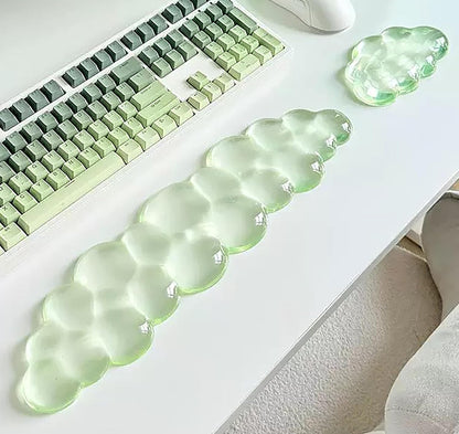 Mouse Pad with Wrist Rest, Soft Cloud Gel Keyboard Mouse Pad Set with Hand Wrist Support, Cute Non Slip Office Desk Accessories for Comfort/Pain Relief/Computer/Laptop (Pink Cloud)