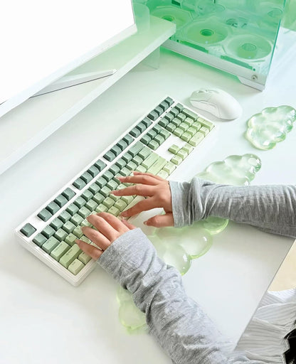 Mouse Pad with Wrist Rest, Soft Cloud Gel Keyboard Mouse Pad Set with Hand Wrist Support, Cute Non Slip Office Desk Accessories for Comfort/Pain Relief/Computer/Laptop (Pink Cloud)