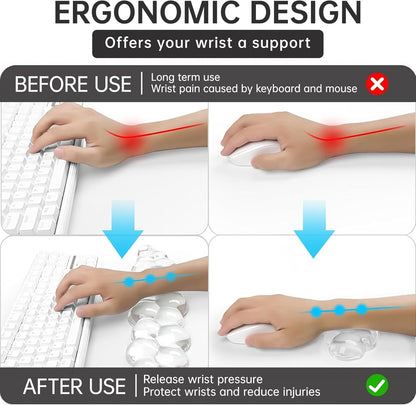 Mouse Pad with Wrist Rest, Soft Cloud Gel Keyboard Mouse Pad Set with Hand Wrist Support, Cute Non Slip Office Desk Accessories for Comfort/Pain Relief/Computer/Laptop (Pink Cloud)