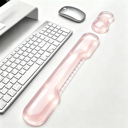 Mouse Pad with Wrist Rest, Soft Cloud Gel Keyboard Mouse Pad Set with Hand Wrist Support, Cute Non Slip Office Desk Accessories for Comfort/Pain Relief/Computer/Laptop (Pink Cloud)