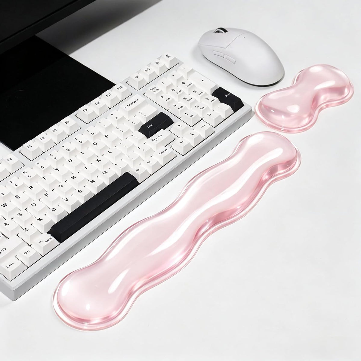 Mouse Pad with Wrist Rest, Soft Cloud Gel Keyboard Mouse Pad Set with Hand Wrist Support, Cute Non Slip Office Desk Accessories for Comfort/Pain Relief/Computer/Laptop (Pink Cloud)