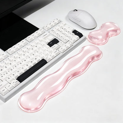 Mouse Pad with Wrist Rest, Soft Cloud Gel Keyboard Mouse Pad Set with Hand Wrist Support, Cute Non Slip Office Desk Accessories for Comfort/Pain Relief/Computer/Laptop (Pink Cloud)