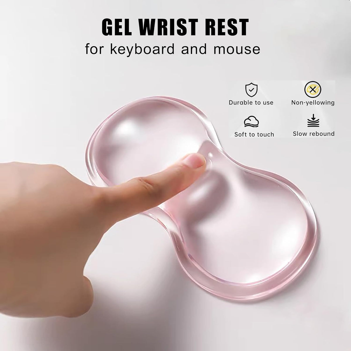 Mouse Pad with Wrist Rest, Soft Cloud Gel Keyboard Mouse Pad Set with Hand Wrist Support, Cute Non Slip Office Desk Accessories for Comfort/Pain Relief/Computer/Laptop (Pink Cloud)