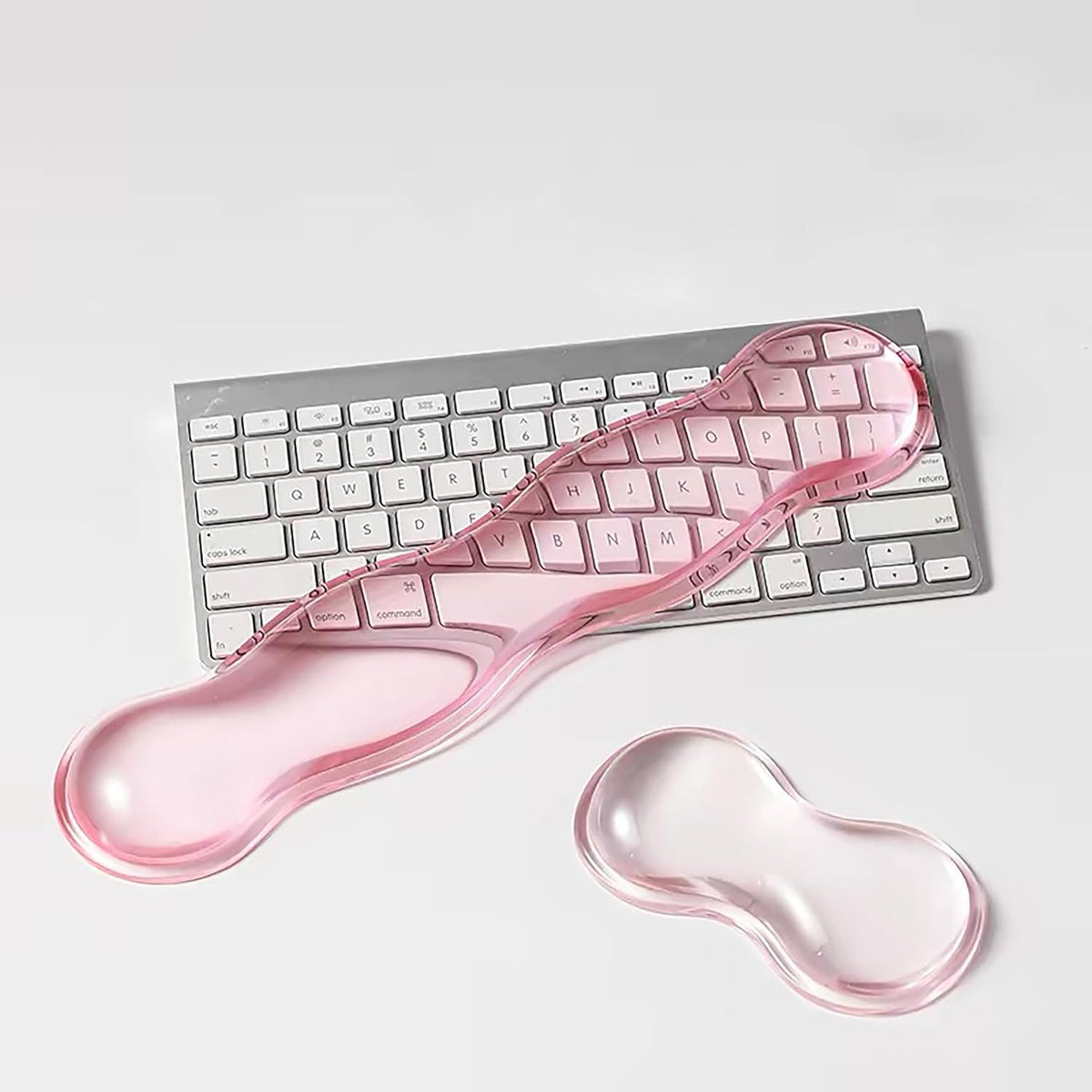 Mouse Pad with Wrist Rest, Soft Cloud Gel Keyboard Mouse Pad Set with Hand Wrist Support, Cute Non Slip Office Desk Accessories for Comfort/Pain Relief/Computer/Laptop (Pink Cloud)
