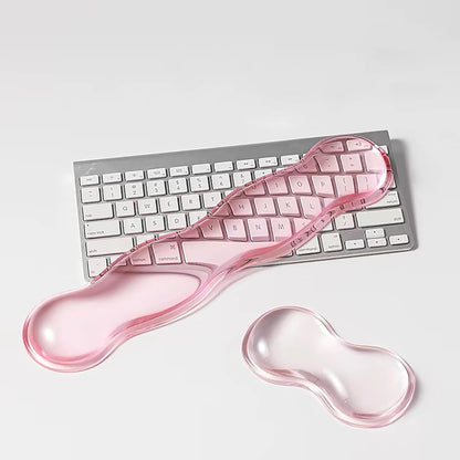 Mouse Pad with Wrist Rest, Soft Cloud Gel Keyboard Mouse Pad Set with Hand Wrist Support, Cute Non Slip Office Desk Accessories for Comfort/Pain Relief/Computer/Laptop (Pink Cloud)