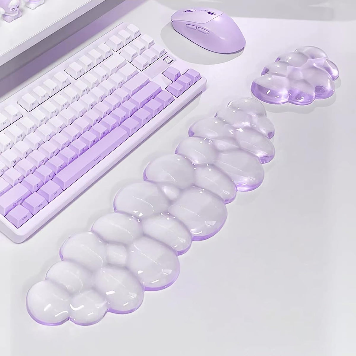 Mouse Pad with Wrist Rest, Soft Cloud Gel Keyboard Mouse Pad Set with Hand Wrist Support, Cute Non Slip Office Desk Accessories for Comfort/Pain Relief/Computer/Laptop (Pink Cloud)