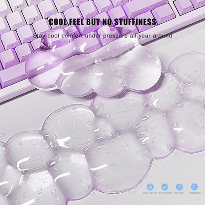 Mouse Pad with Wrist Rest, Soft Cloud Gel Keyboard Mouse Pad Set with Hand Wrist Support, Cute Non Slip Office Desk Accessories for Comfort/Pain Relief/Computer/Laptop (Pink Cloud)
