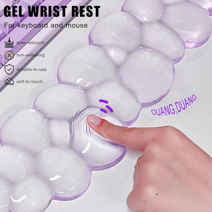 Mouse Pad with Wrist Rest, Soft Cloud Gel Keyboard Mouse Pad Set with Hand Wrist Support, Cute Non Slip Office Desk Accessories for Comfort/Pain Relief/Computer/Laptop (Pink Cloud)
