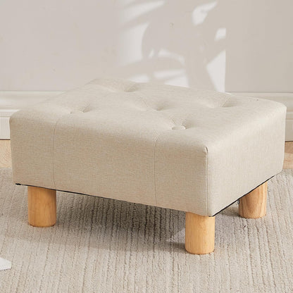 Small Foot Stool Ottoman, Sherpa Footstool Ottoman Foot Rest for Couch, Rectangle Footstools and Ottomans Small for Living Room, Entryway and Bedroom (White)