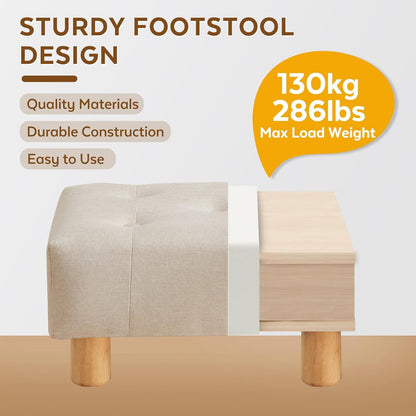 Small Foot Stool Ottoman, Sherpa Footstool Ottoman Foot Rest for Couch, Rectangle Footstools and Ottomans Small for Living Room, Entryway and Bedroom (White)