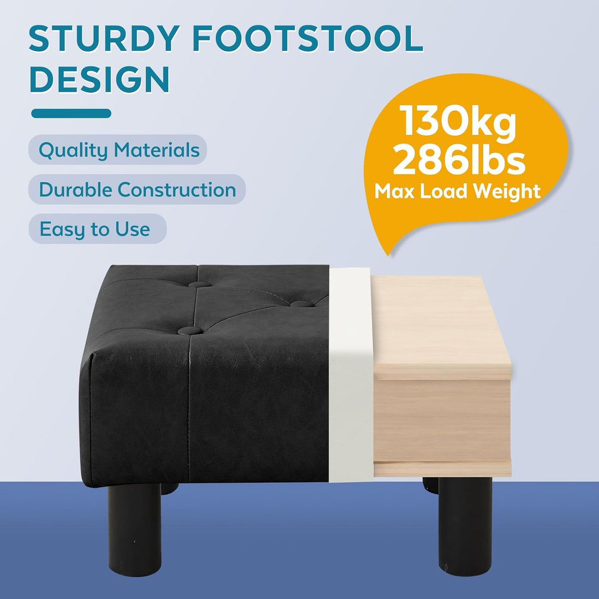 Small Foot Stool Ottoman, Sherpa Footstool Ottoman Foot Rest for Couch, Rectangle Footstools and Ottomans Small for Living Room, Entryway and Bedroom (White)