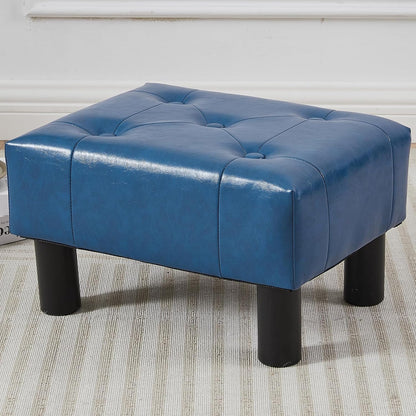 Small Foot Stool Ottoman, Sherpa Footstool Ottoman Foot Rest for Couch, Rectangle Footstools and Ottomans Small for Living Room, Entryway and Bedroom (White)