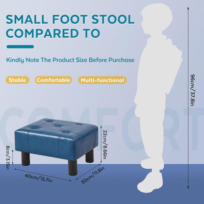 Small Foot Stool Ottoman, Sherpa Footstool Ottoman Foot Rest for Couch, Rectangle Footstools and Ottomans Small for Living Room, Entryway and Bedroom (White)