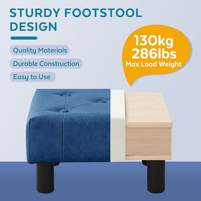 Small Foot Stool Ottoman, Sherpa Footstool Ottoman Foot Rest for Couch, Rectangle Footstools and Ottomans Small for Living Room, Entryway and Bedroom (White)
