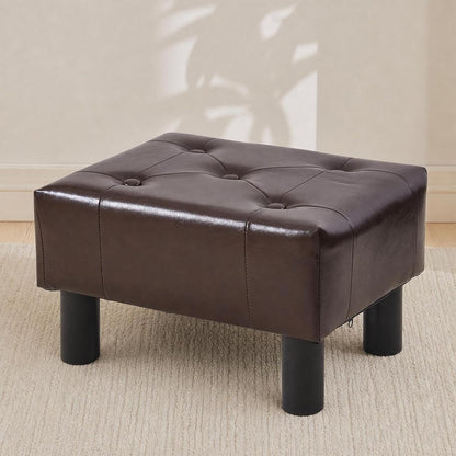 Small Foot Stool Ottoman, Sherpa Footstool Ottoman Foot Rest for Couch, Rectangle Footstools and Ottomans Small for Living Room, Entryway and Bedroom (White)