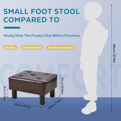Small Foot Stool Ottoman, Sherpa Footstool Ottoman Foot Rest for Couch, Rectangle Footstools and Ottomans Small for Living Room, Entryway and Bedroom (White)