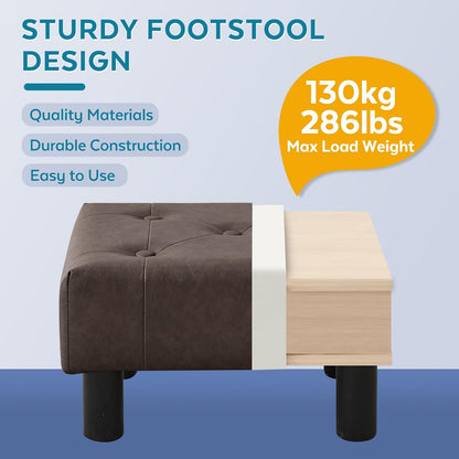 Small Foot Stool Ottoman, Sherpa Footstool Ottoman Foot Rest for Couch, Rectangle Footstools and Ottomans Small for Living Room, Entryway and Bedroom (White)